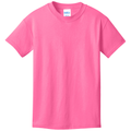 Neon Pink front - Port & Co Youth Core Cotton Tee