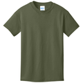 Olive Drab Green front - Port & Co Youth Core Cotton Tee