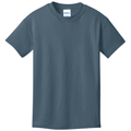 Steel Blue front - Port & Co Youth Core Cotton Tee