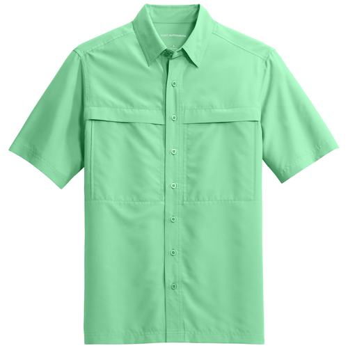 Bright Seafoam front - Port Authority Short Sleeve UV Daybreak Shirt