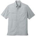 Silver/ Gusty Grey Crosshatch Plaid front - Port Authority Short Sleeve UV Daybreak Shirt
