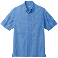 True Royal/ White Mini Plaid front - Port Authority Short Sleeve UV Daybreak Shirt